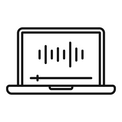 Laptop podcast icon, outline style