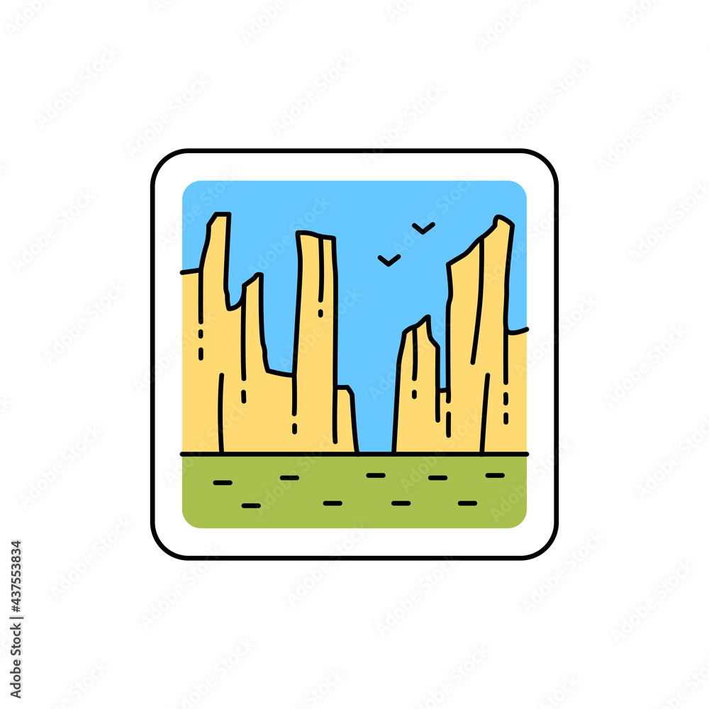 Poster canyon line color icon. isolated vector element. outline pictogram