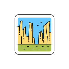 Canyon line color icon. Isolated vector element. Outline pictogram