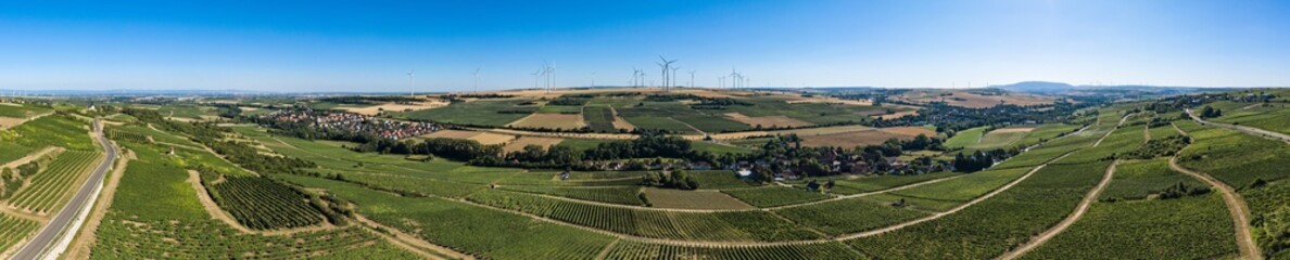 Fototapeta na wymiar Panorama from above of the wine-growing area near Zellertal / Germany