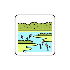 Swamp line color icon. Isolated vector element. Outline pictogram