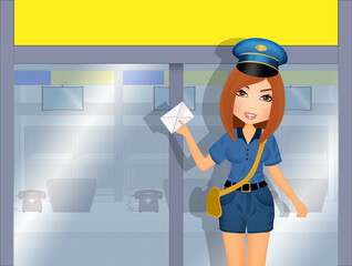 illustration of woman being postwoman