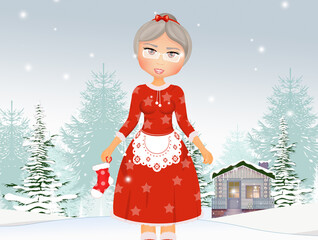 illustration of Santa Claus wife