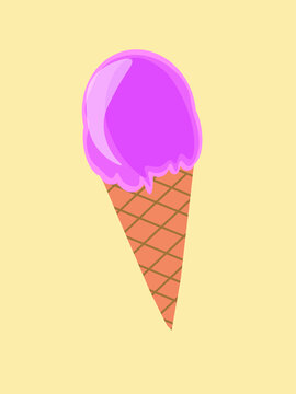 Vector image of a cone with pink ice cream. Image for the office. Print. Poster. Advertising. Menu.