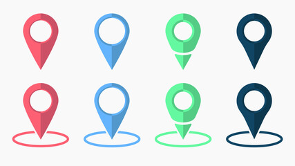 Pointer icon. Pointer location. Pin icon. Popular pointer icons. Location map icon. Gps pin symbol. Vector illustration set isolated on white background