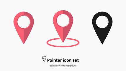Pointer icon. Pointer location. Pin icon. Popular pointer icons. Location map icon. Gps pin symbol. Vector illustration set isolated on white background
