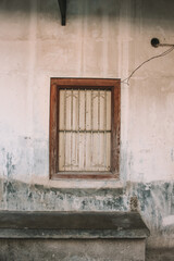Antique wooden window frame, white windows in the Kauman Batik village