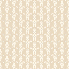 Fototapeta premium Background pattern with simple floral ornament on beige background, wallpaper. Seamless pattern, texture