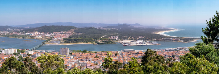 Aerial Panorama View of Viana do Castelo and Lima River from 