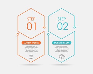 Vector infographic template with icons and 2 options or steps. Infographics for business concept. Can be used for presentations banner, workflow layout, process diagram, flow chart, info graph.