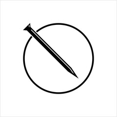 Nail Fastener Icon, Hardware Icon, Metal Sharp Point Nail