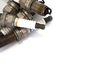 Used spark plugs in the engine