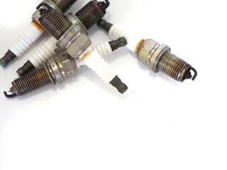 Used spark plugs in the engine