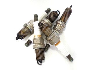 Used spark plugs in the engine