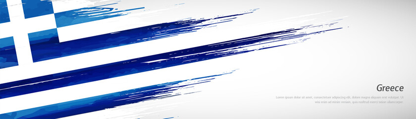 Abstract happy independence day of Greece with creative watercolor national brush flag background