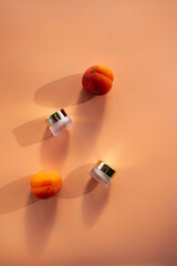 Luxury skincare bottles or jars where you can add your own logo and text, natural skincare or holistic skincare line, with peach 