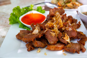 Crispy Fried pork spare ribs with garlic and pepper