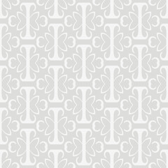 Light background pattern with simple decorative ornamentation on gray background, wallpaper. Seamless pattern, texture