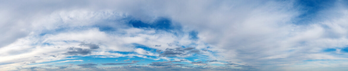 Obraz premium Panorama Blue sky and white clouds. Bfluffy cloud in the blue sky background
