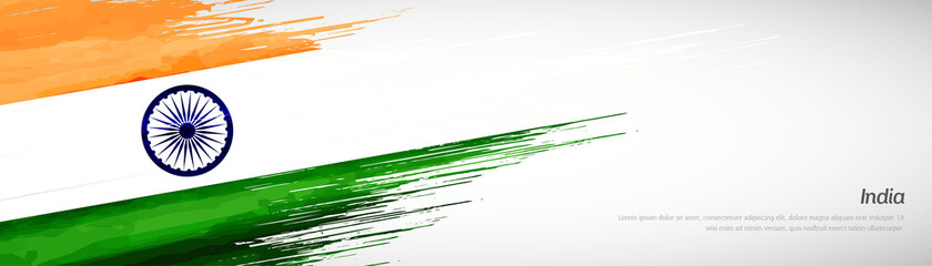Abstract happy independence day of India with creative watercolor national brush flag background