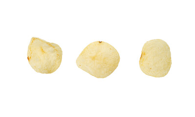 Fried potato slice on isolated white background