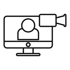 Monitor video call icon, outline style