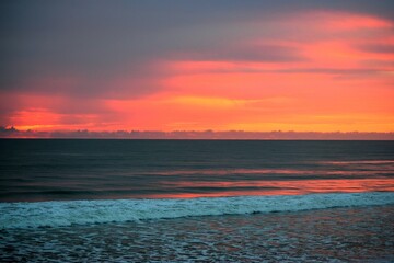 Beautiful pastel color sunrise at the ocean beach Florida, USA