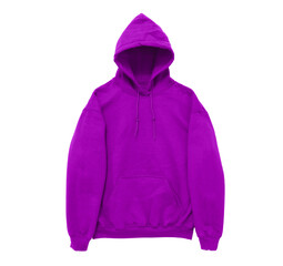 Blank hoodie sweatshirt color purple front arm view on white background
