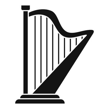 Harp irish icon, simple style