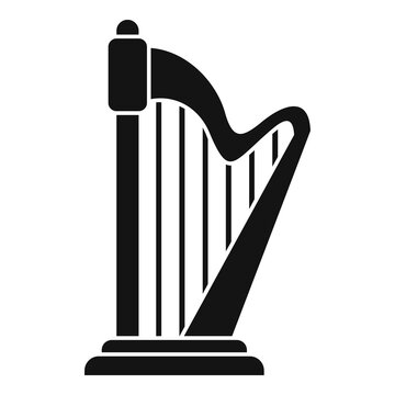 Harp school icon, simple style