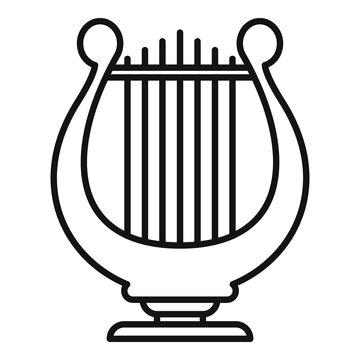Harp acoustic icon, outline style