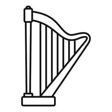 Harp ancient icon, outline style