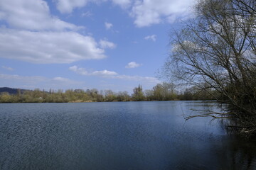Sander Baggerseen im Naturschutzgebiet Mainaue bei Augsfeld, Landkreis Hassberge, Unterfranken, Franken, Bayern, Deutschland.
