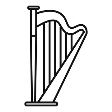 Harp classic icon, outline style