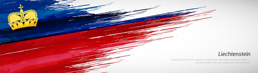 Abstract happy national day of Liechtenstein with creative watercolor national brush flag background