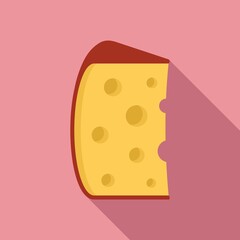 Cheese cheddar icon, flat style