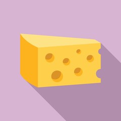 Cheese emmental icon, flat style