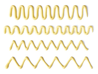 Mayonnaise splashes isolated on white, from above