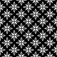 Eight rays wallpaper ornament. Vector black and white.