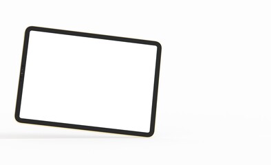 3D tablet with empty screen isolated digital white