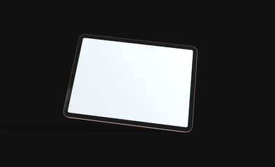 3D tablet with empty screen isolated digital black