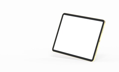 3D tablet with empty screen isolated digital white