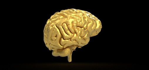 Colorful polygonal 3D brain illustration on BG.