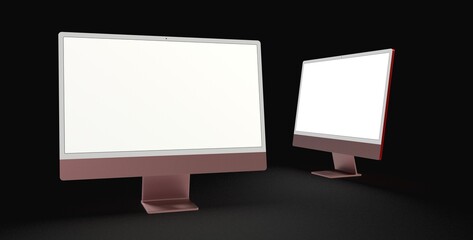 Computer display with blank white screen 3d