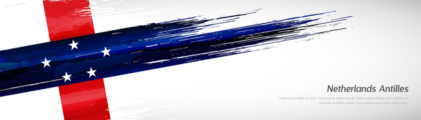 Abstract happy national day of Netherlands Antilles with creative watercolor national brush flag background