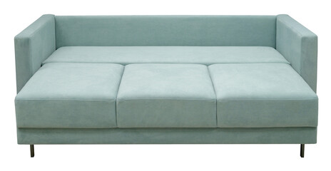 Sofa isolated on white background. Including clipping path. The sofa is laid out for sleep