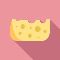 Cheese breakfast icon, flat style