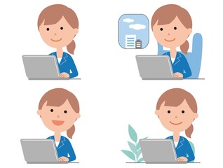 パソコンを使ってリモートワークをする女性社員2
