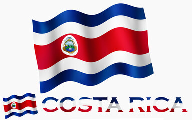 Costa Rican flag illustration with Costa Rica text and white space