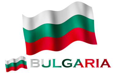 Bulgarian flag illustration with Bulgaria text and white space